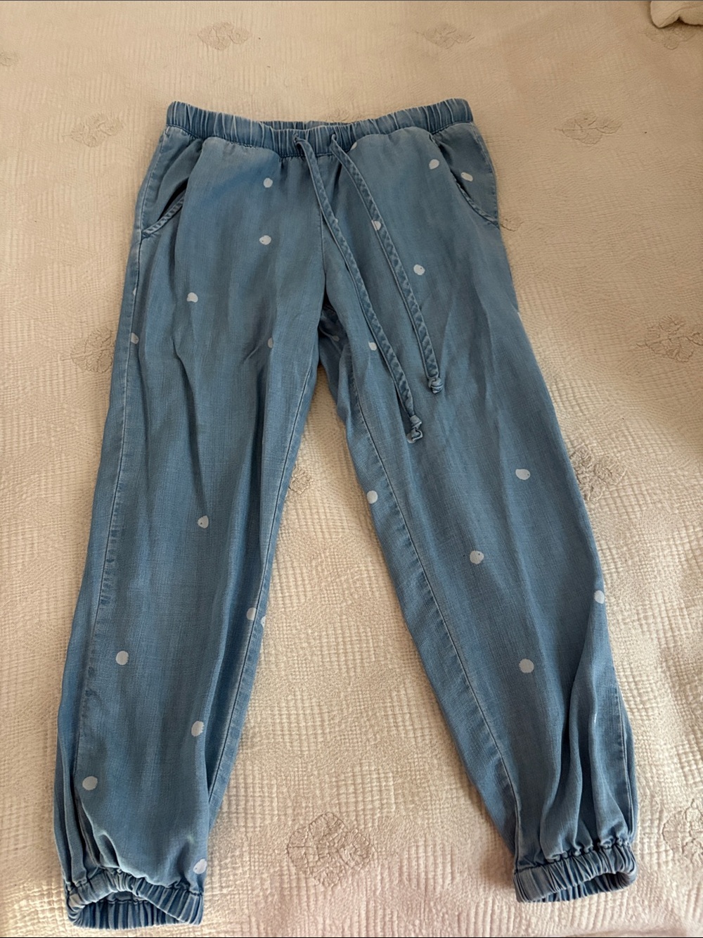 cloth & stone light blue polka dot drawstring jogger pants